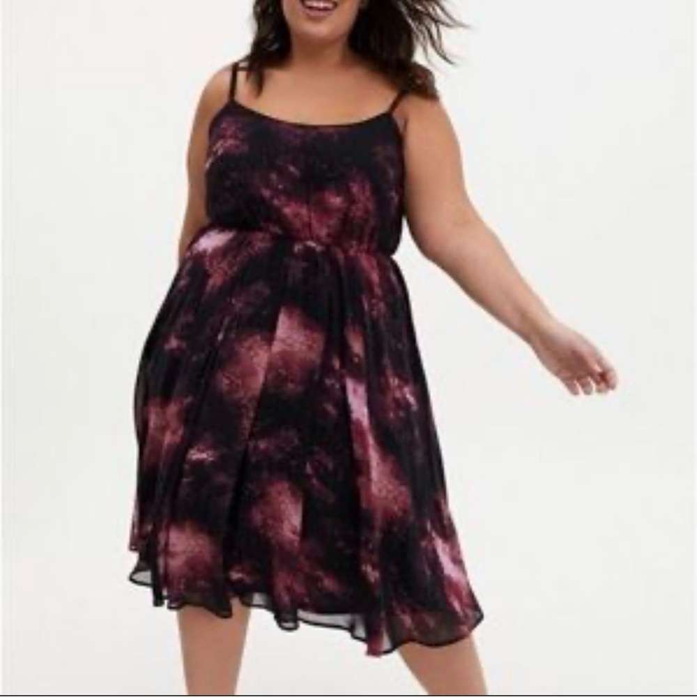 Torrid Midi Chiffon Galaxy Print Sleeveless Dress
